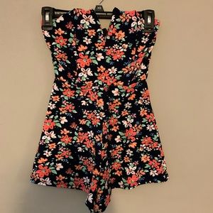 Strapless Floral Romper